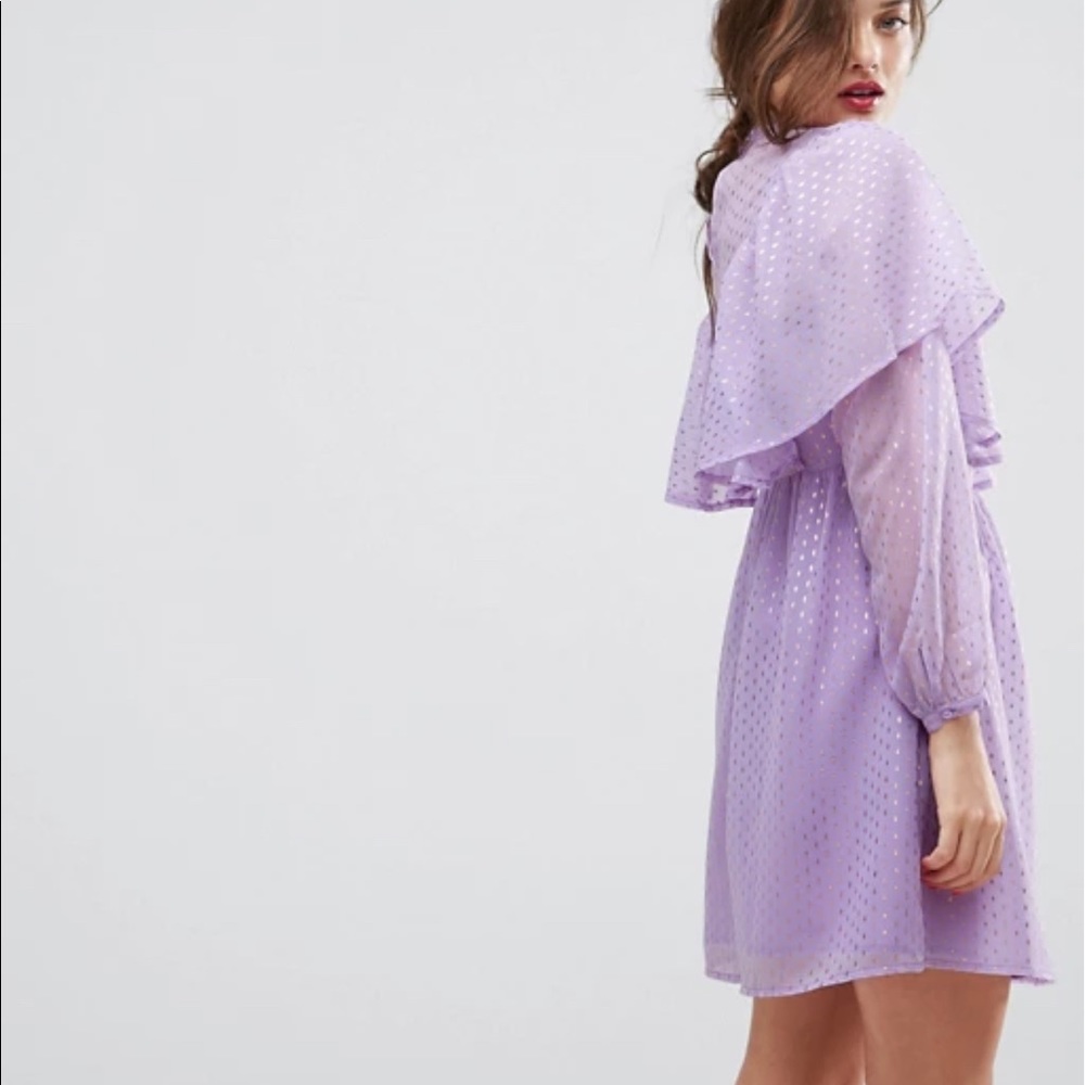 ASOS Metallic Spot Ruffle Smock mini dress - Picture 4 of 4